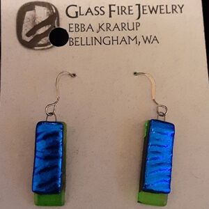 Beautifully crafted glass fired earrings by Pacific Northwest glass artist Ebba